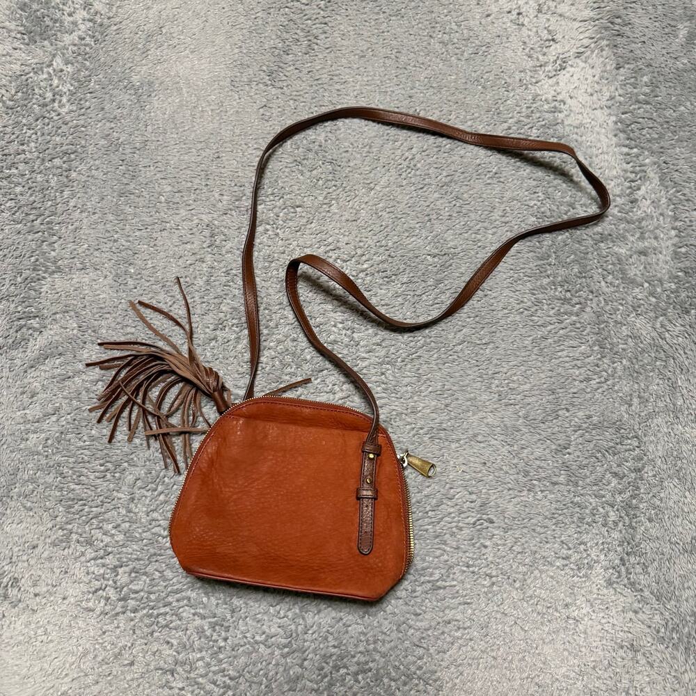 HOBO International Brown Leather Crossbody Bag NASH Tassle Purse